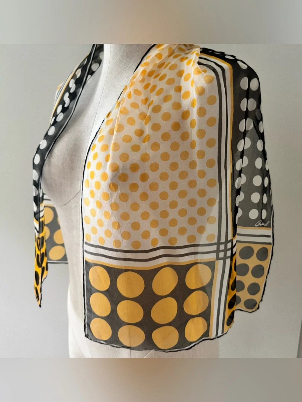 Vintage Polka Dot Burmel Scarf Long